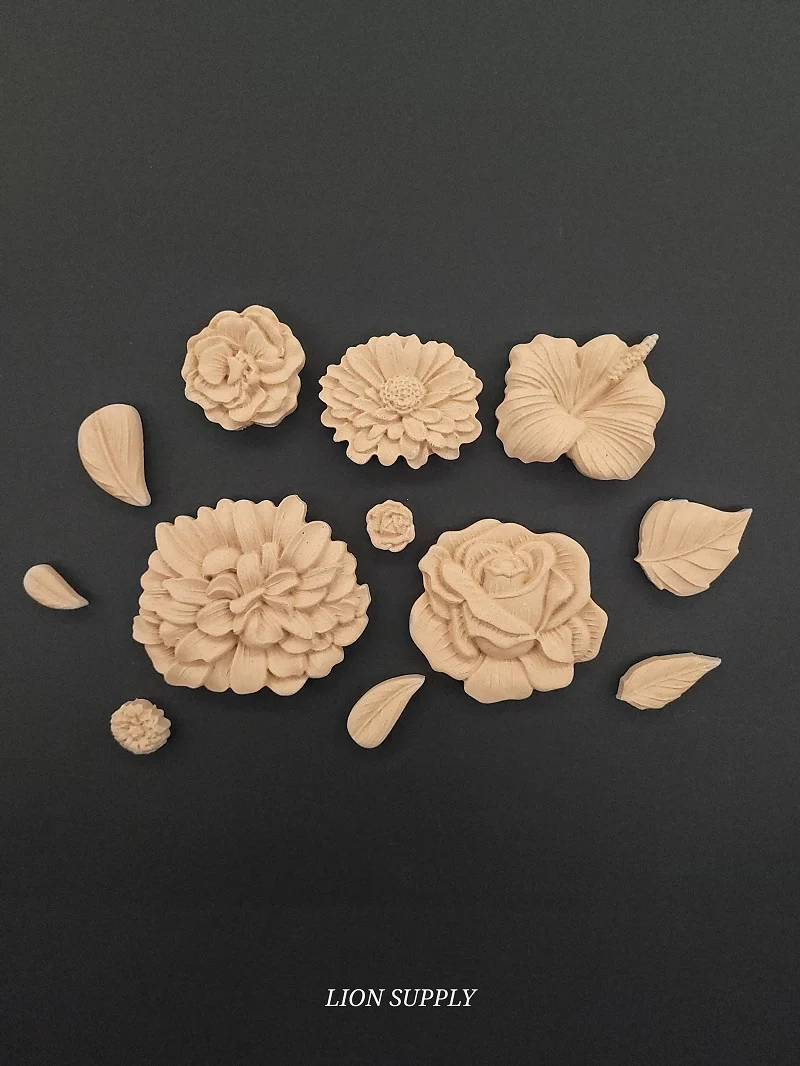 Ξυλόγλυπτο Διακοσμητικό Λουλούδια Σετ 12 τεμ.