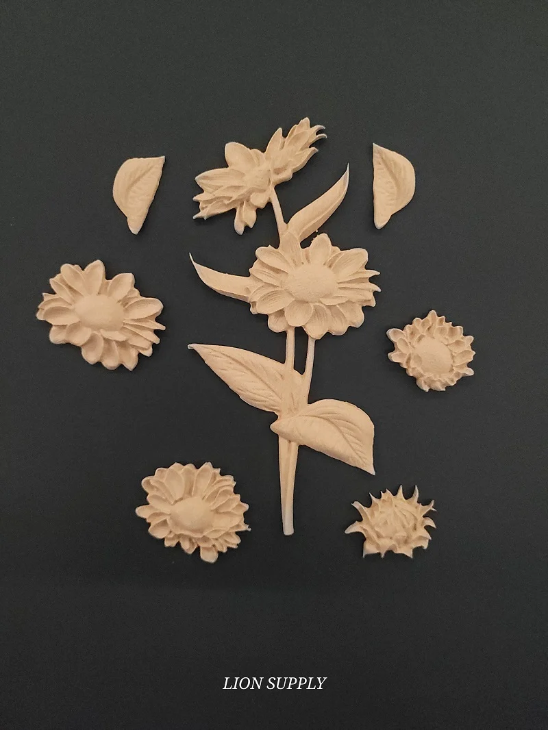 Ξυλόγλυπτο Διακοσμητικό Λουλούδια Σετ  7τεμ.