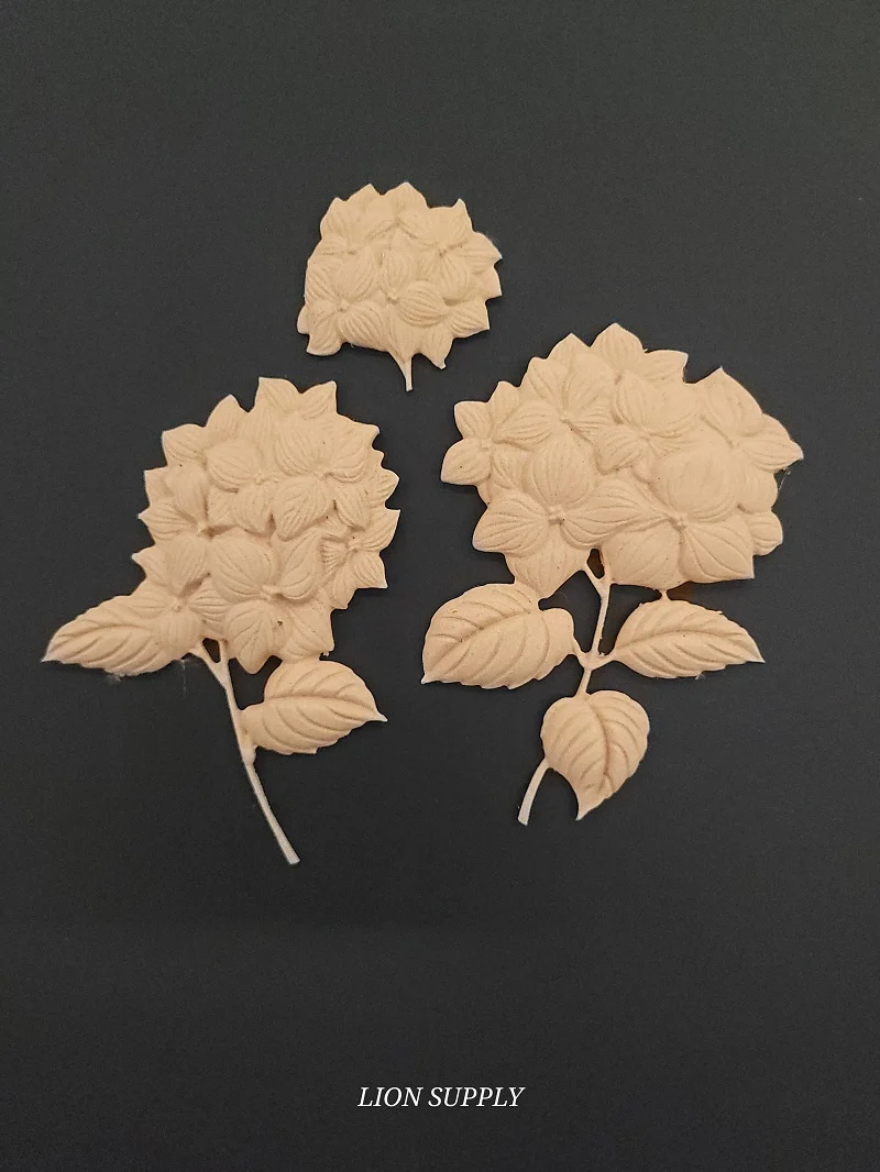 Ξυλόγλυπτο Διακοσμητικό Ορτανσίες Σετ 3 τεμ.