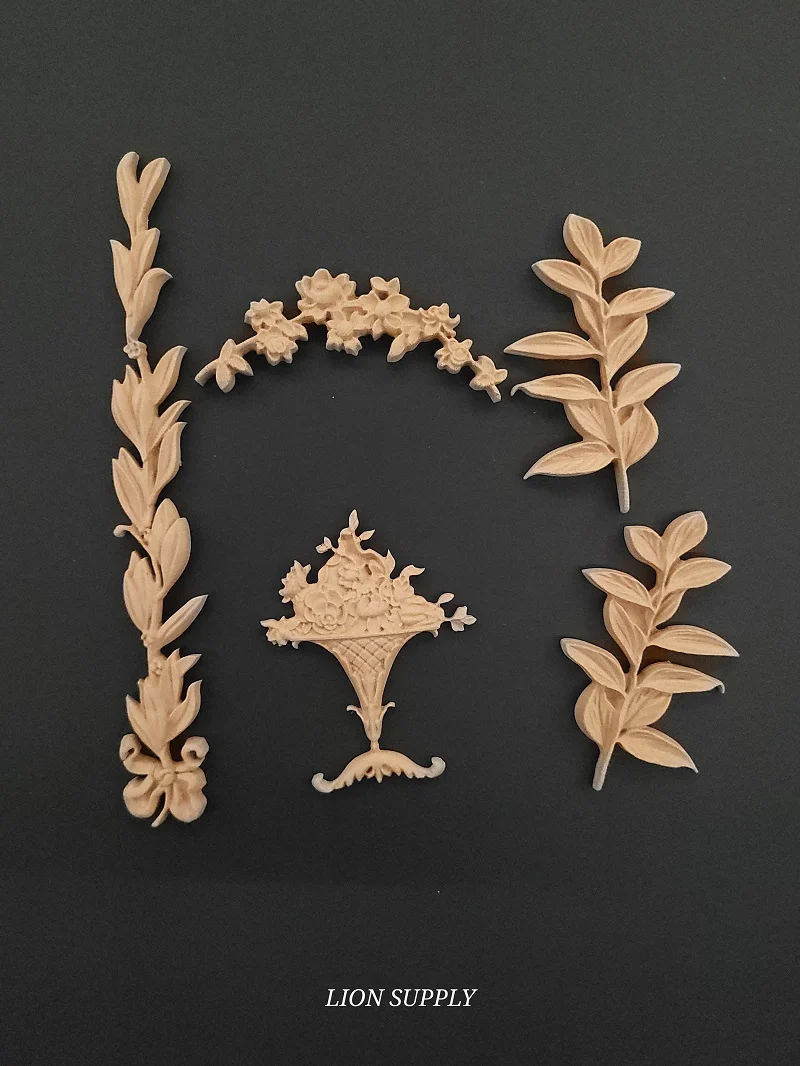 Ξυλόγλυπτο Διακοσμητικό Λουλούδια Σετ 5 τεμ.