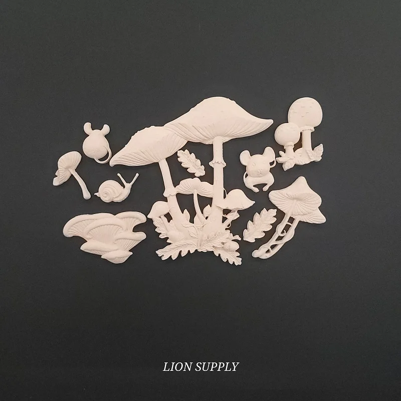 Ξυλόγλυπτο Διακοσμητικό Μανιτάρια Σετ 10 Τεμαχίων