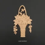 Ξυλόγλυπτο Διακοσμητικό Καλάθι Με Λουλούδια 10εκ.Χ6εκ.