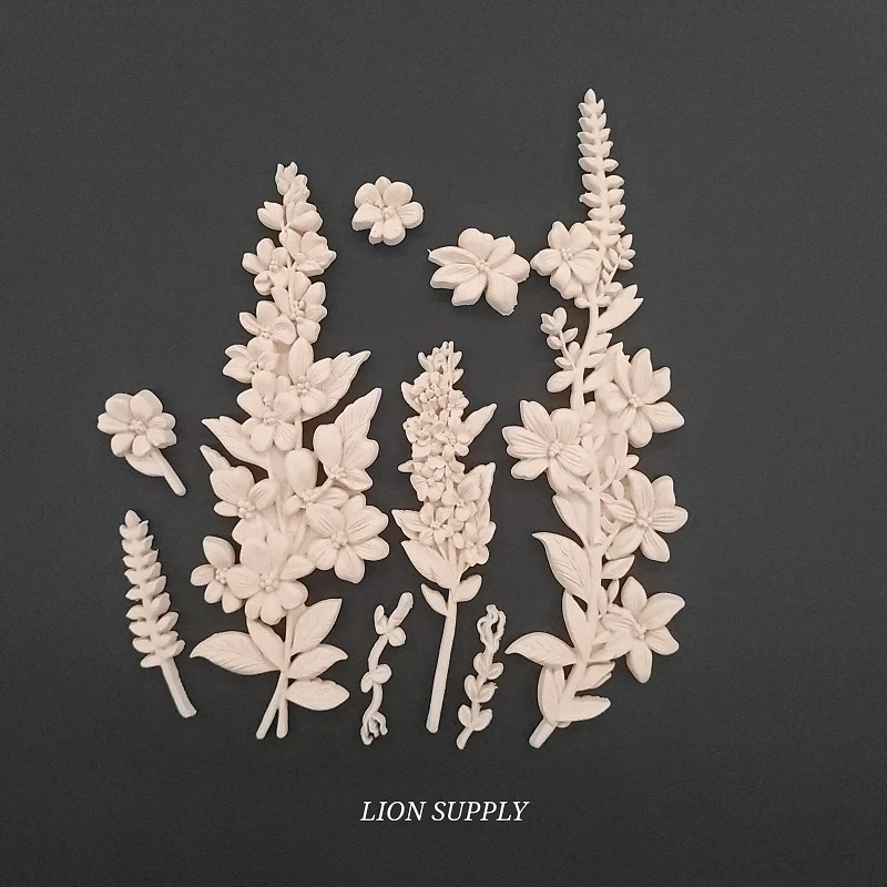 Ξυλόγλυπτο Διακοσμητικό Λουλούδια Σετ 9 Τεμαχίων