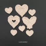 Ξυλόγλυπτο Διακοσμητικό Καρδιές Σετ 8 Τεμαχίων