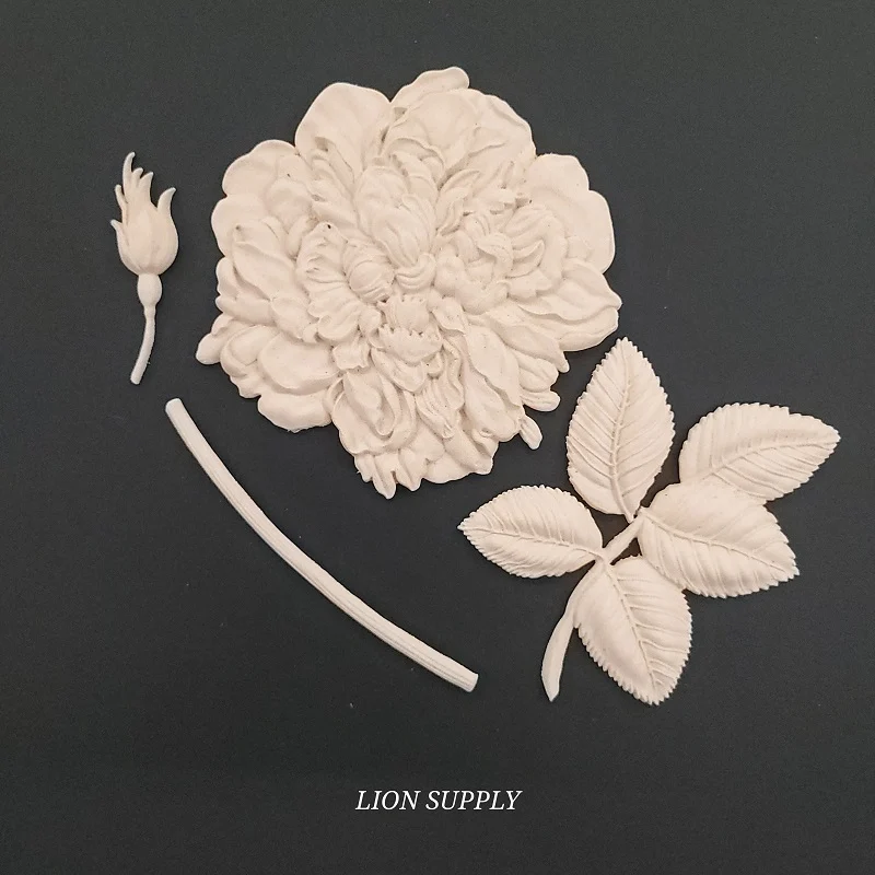 Ξυλόγλυπτο Διακοσμητικό Λουλούδι Σετ 4 Τεμαχίων