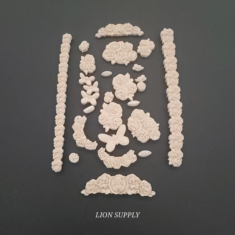 Ξυλόγλυπτο Διακοσμητικό Λουλούδια Σετ 26 Τεμαχίων