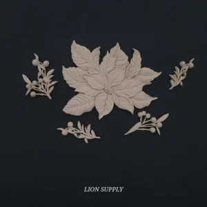 Ξυλόγλυπτο Διακοσμητικό Γκι Σετ 5 Τεμαχίων 13εκ.Χ11εκ.