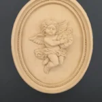 Ξυλόγλυπτο Διακοσμητικό Οβάλ  Αγγελάκι 28εκ.Χ23εκ.