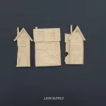 Ξυλόγλυπτο Διακοσμητικό Σετ Σπίτια 3 τεμ. 10εκ.Χ7εκ.,11εκ.Χ5,5εκ.,11εκ.Χ3.8εκ.