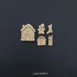 Ξυλόγλυπτο Διακοσμητικό Χριστουγεννιάτικο Σετ  6τεμ. 3,5εκ.Χ3εκ