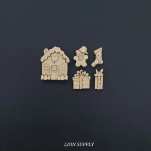 Ξυλόγλυπτο Διακοσμητικό Χριστουγεννιάτικο Σετ  6τεμ. 3,5εκ.Χ3εκ