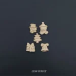 Ξυλόγλυπτο Διακοσμητικό Χριστουγεννιάτικο Σετ  5 τεμ. 3εκ.Χ2εκ