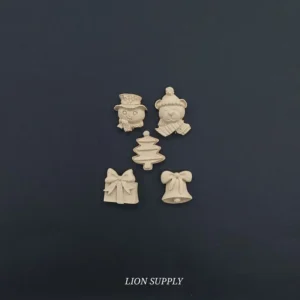 Ξυλόγλυπτο Διακοσμητικό Χριστουγεννιάτικο Σετ  5 τεμ. 3εκ.Χ2εκ