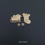 Ξυλόγλυπτο Διακοσμητικό Χριστουγεννιάτικο Σετ 3 τεμ. 5εκ.Χ2εκ.