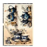 Rice paper Blue Flowers 6